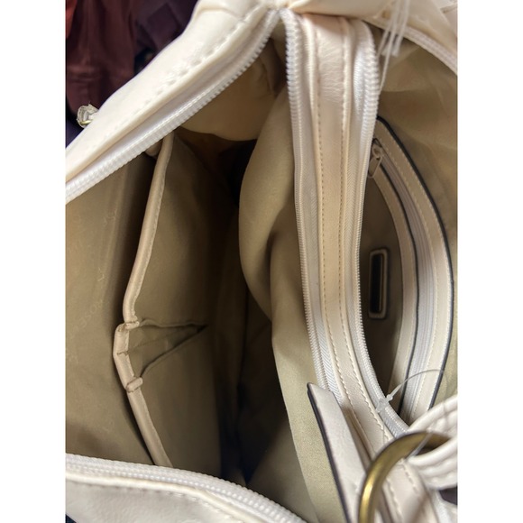 Rosetti Cream Beige Faux Leather Hobo Shoulder Bag Perforated Front Pocket - Picture 2 of 4